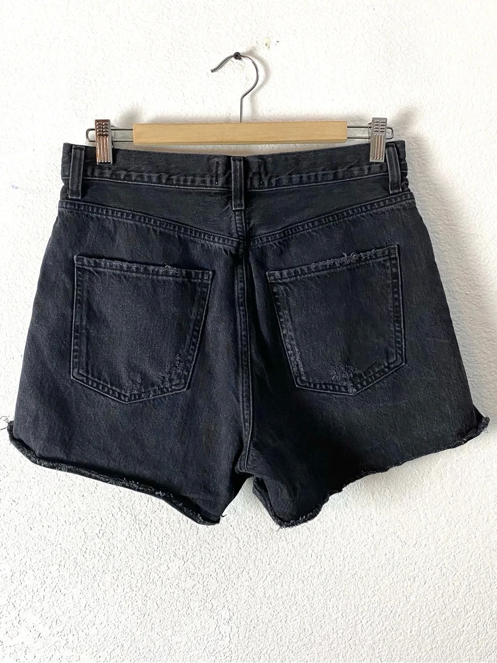 Agolde Dee High Rise Denim Jean Shorts Size 28 Black Slow Burn Organic Cotton